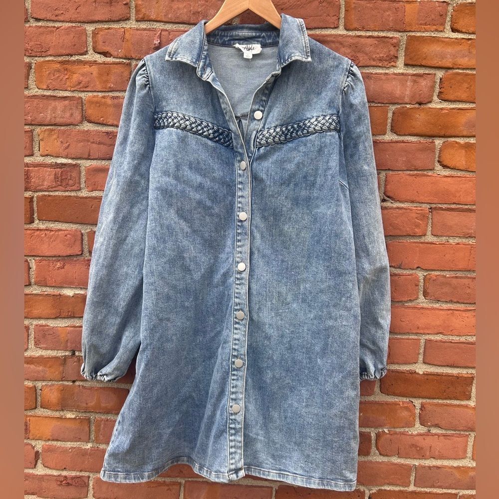 Able Jean Braided Tunic Button Dress